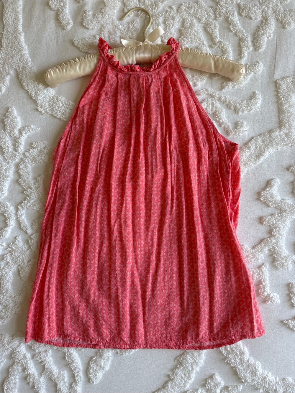 Ruffled Halter Tank Top in Coral Pink